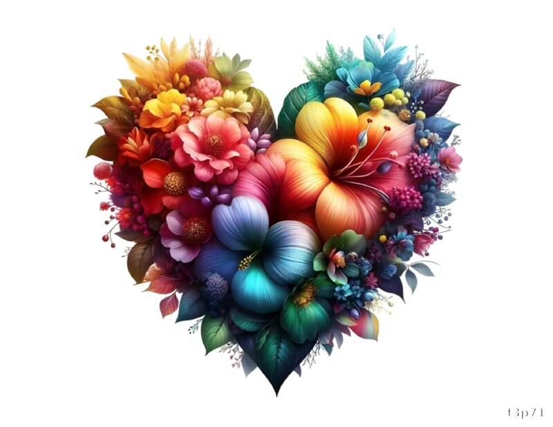 Colorful Floral Heart